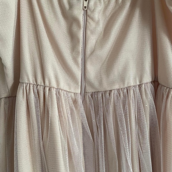 Cream Princess Dress with Glitter Tulle Overlay - Picture 6 of 10